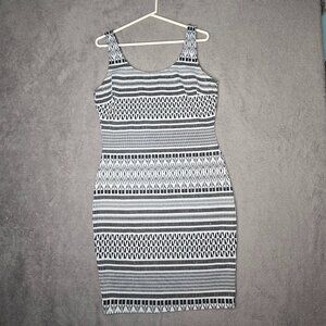 Symphony Plus Dress Women's XL Sleeveless Party Black White Fitted Stretch